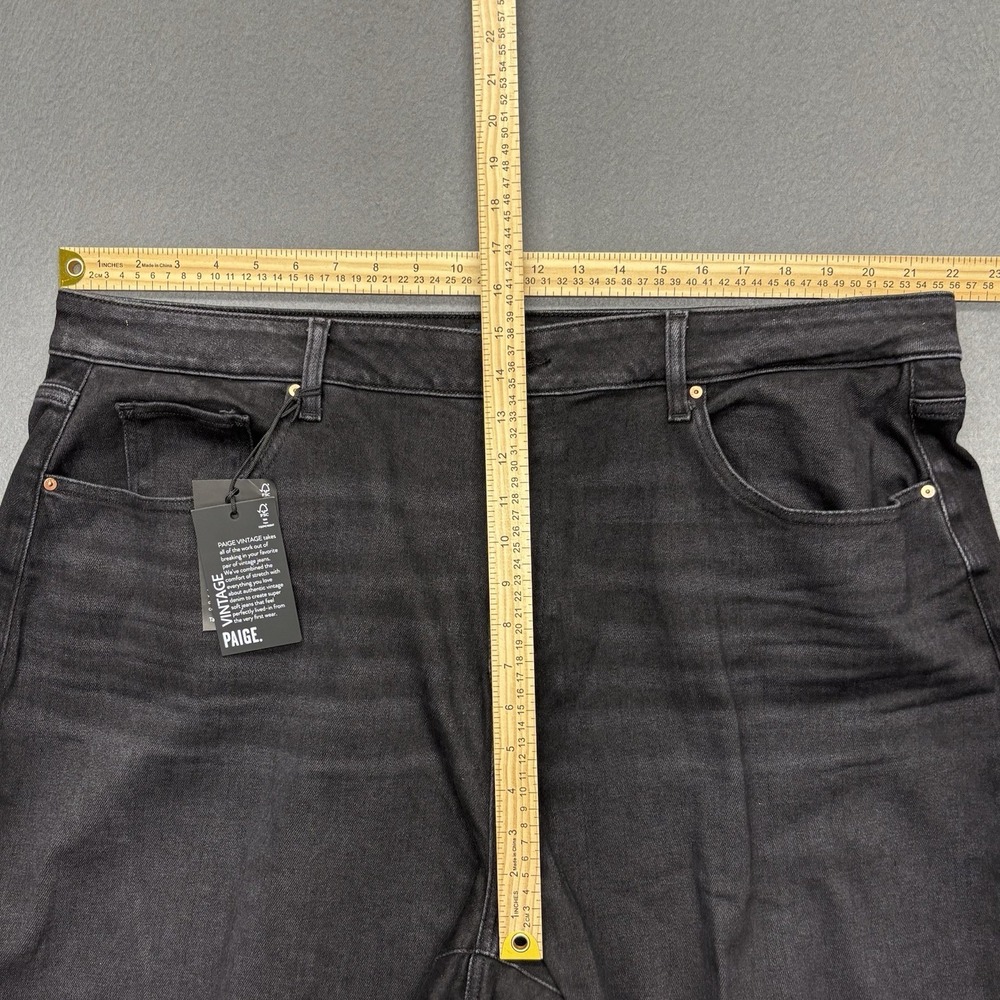 NEW Paige Anessa Raw Hem Jeans Black Lotus Wide Leg Ankle Denim 22W 27" Inseam - Picture 6 of 12